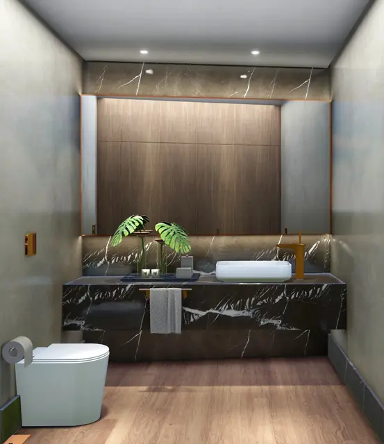 Lavabo com bancada escura